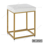 Modern bar stool with gold metal frame and cushioned white seat for home or office furniture