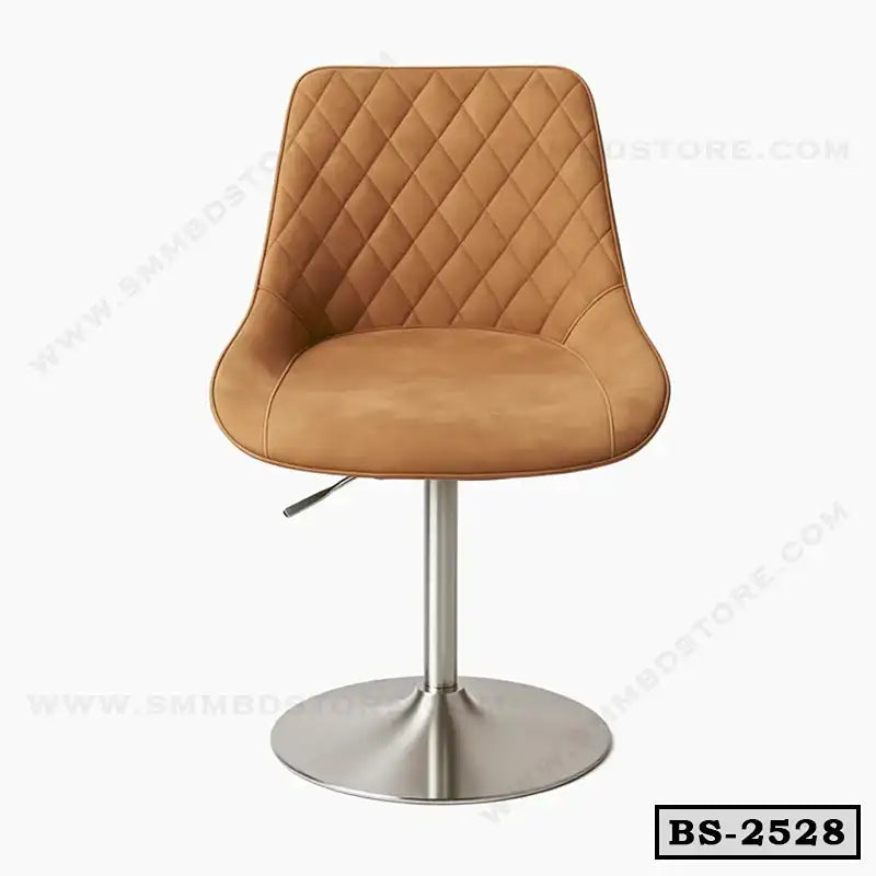 Modern tan bar stool with quilted backrest and chrome base, ideal for home or office Main image
