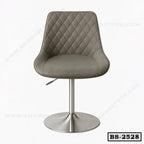 Modern grey bar stool with quilted backrest and chrome base, ideal for home or office