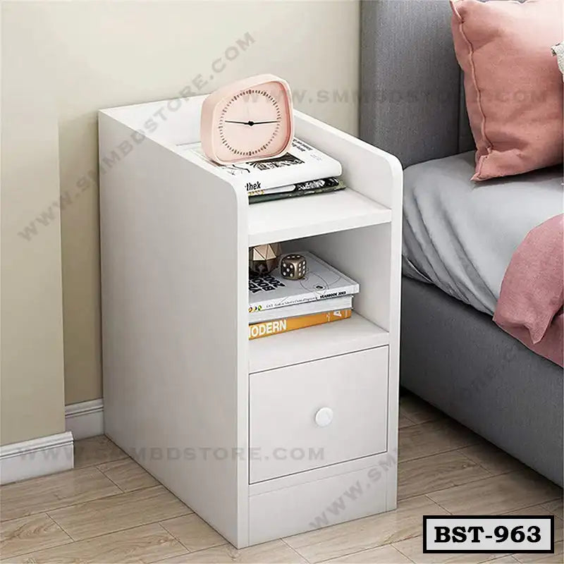 Modern Bedside Table with Drawer Storage Space for Bedroom | BST-963 Secondary image