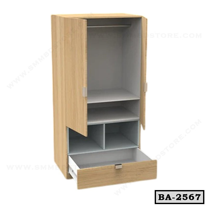 Double Door Laminated Board Almirah with Open Storage Shelf BA-2567 Secondary image