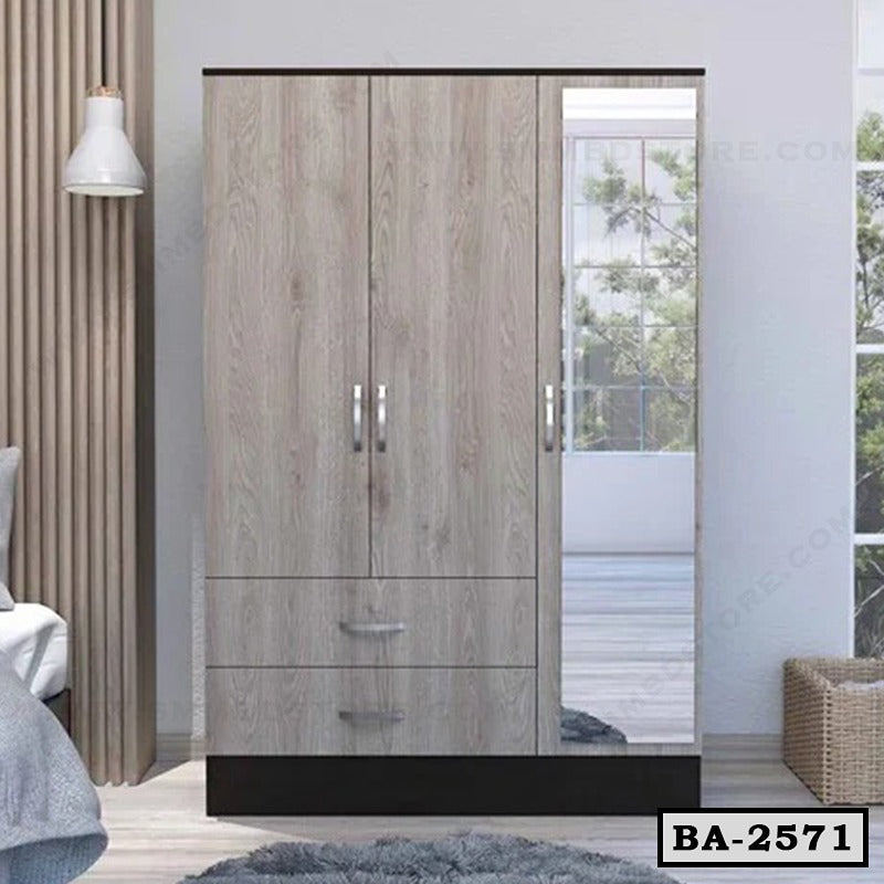 Modern 3 Door Board Almirah with Mirror BA-2571 Main image