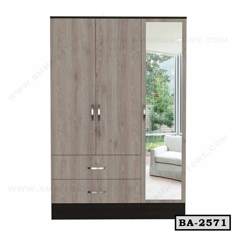 Modern 3 Door Board Almirah with Mirror BA-2571
