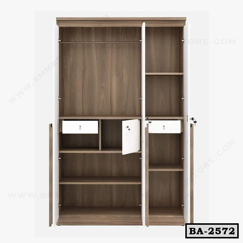 Contemporary White Door Board Almirah BA-2572