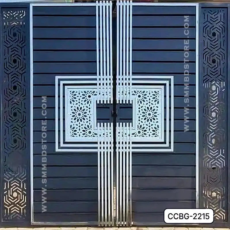 Modern CNC cutting boundary gate with geometric metal design and decorative patterns Main image