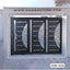 Modern CNC cutting boundary gate with geometric metal design, outdoor security entrance.