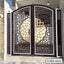 Modern CNC-cut metal boundary gate with geometric and gold accent design for home entrance