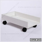 White wooden CPU stand with wheels for office furniture and computer setup