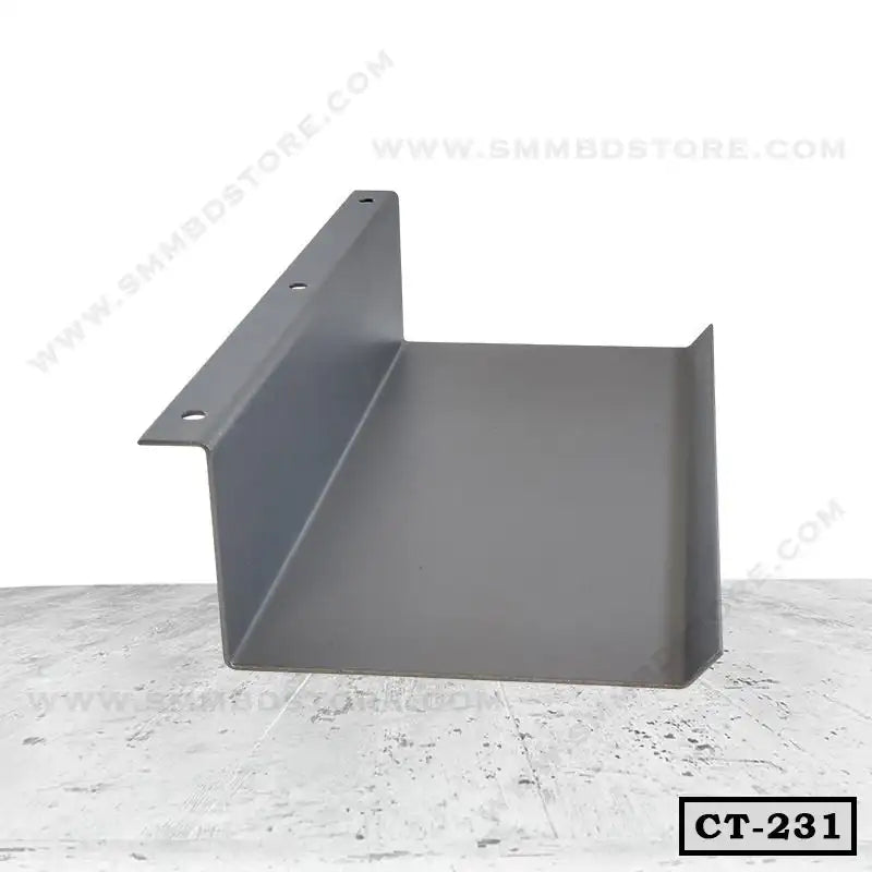 Metal cable tray bend connector with mounting holes, model CT-231, on a textured surface