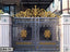 Decorative metal boundary gate in grey and gold, ornate design, model CBG-701