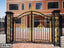 Decorative black and gold boundary gate with ornate patterns for home or office entryway