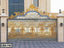 Luxury golden wrought iron boundary gate with ornate floral design for modern home entrance