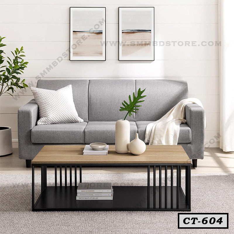 Modern Minimalist Slatted-Metal Rectangle Coffee Table CT-604 Secondary image