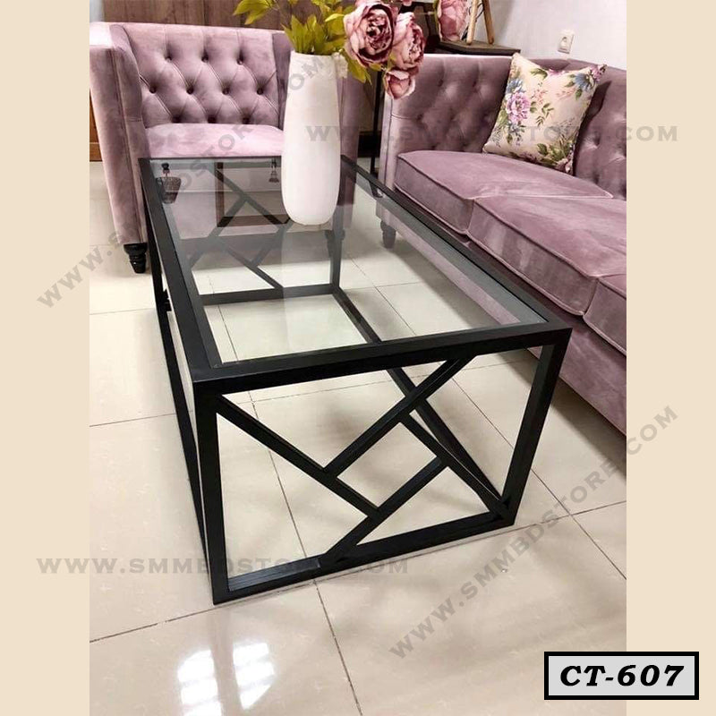 Modern Minimalist Design Coffee Table with Metal and Glass CT-607 Main image