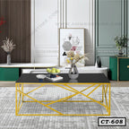 Modern Center Table with Metal & Glass for Living Room Small Space CT-608