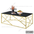 Modern Center Table with Metal & Glass for Living Room Small Space CT-608