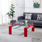 Modern Center Coffee Table with Steel and Glass for Home & Office CT-609