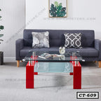Modern Center Coffee Table with Steel and Glass for Home & Office CT-609