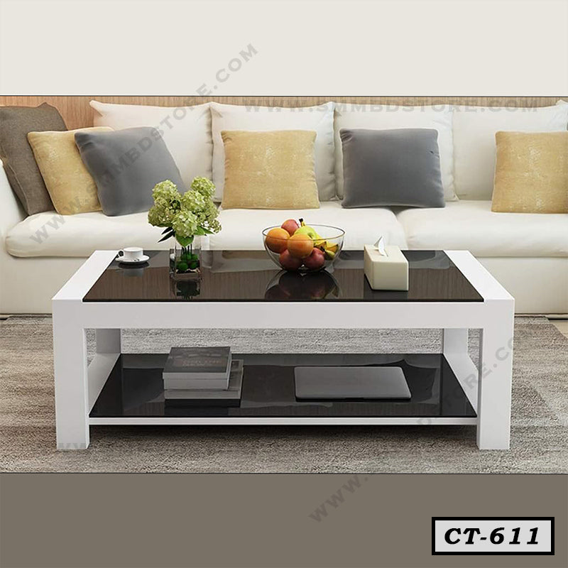 Simple Square Coffee Table with Metal & Glass for Living Room  CT-611 Secondary image