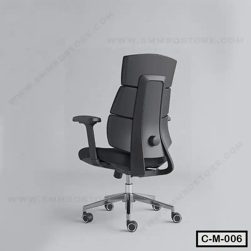 Modern ergonomic black office chair with adjustable armrests and high back, model C-M-006