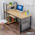 Modern Computer Desk | Home Study Desk with Bookshelf | CT-1552