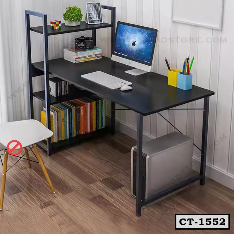 Modern Computer Desk | Home Study Desk with Bookshelf | CT-1552