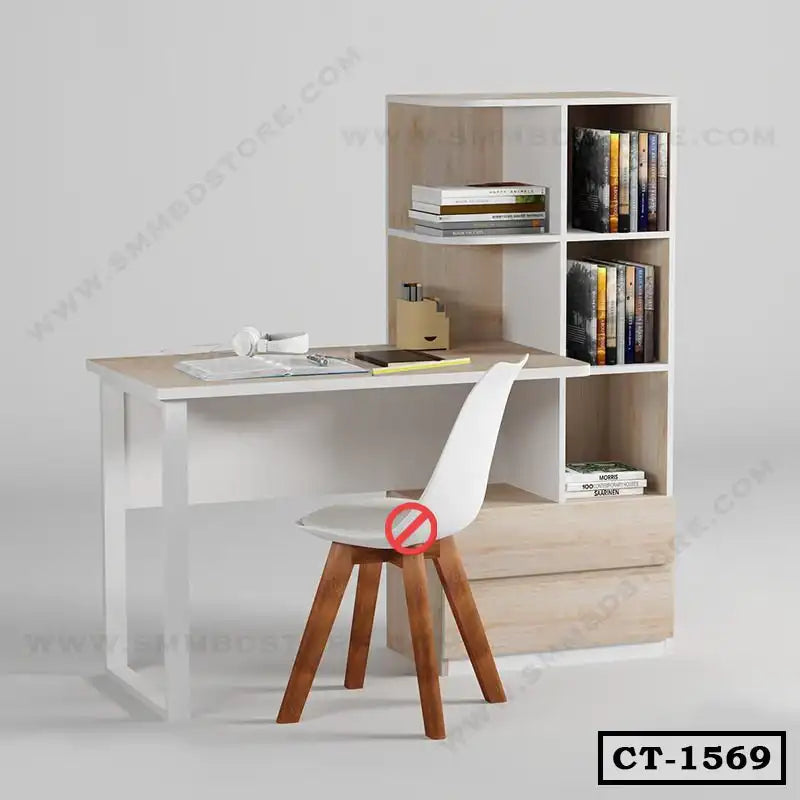 Modern Study Table with Shelves | CT-1569