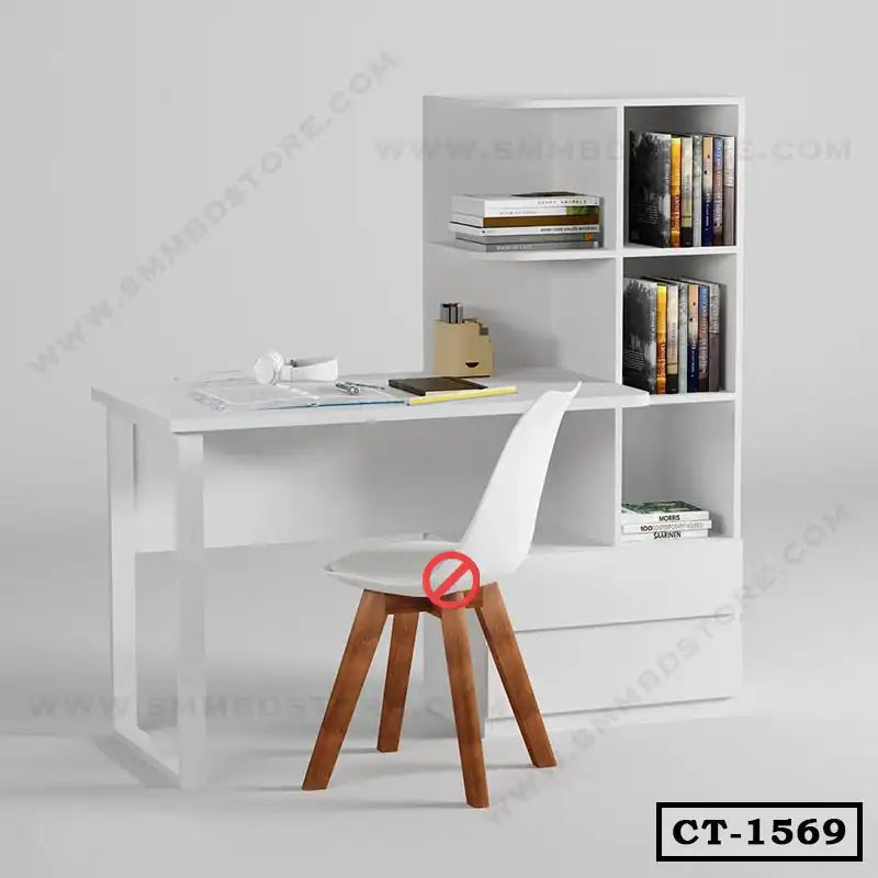 Modern Study Table | Computer Table with Shelves for Home CT-1569 Secondary image