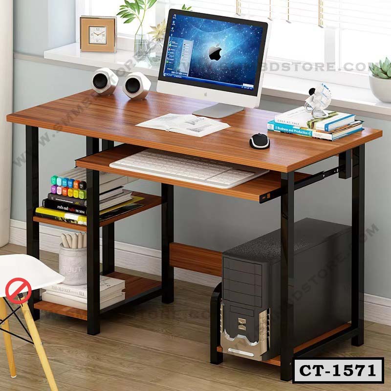 Modern Computer Desk with Keyboard Tray and Shelf | CT-1571