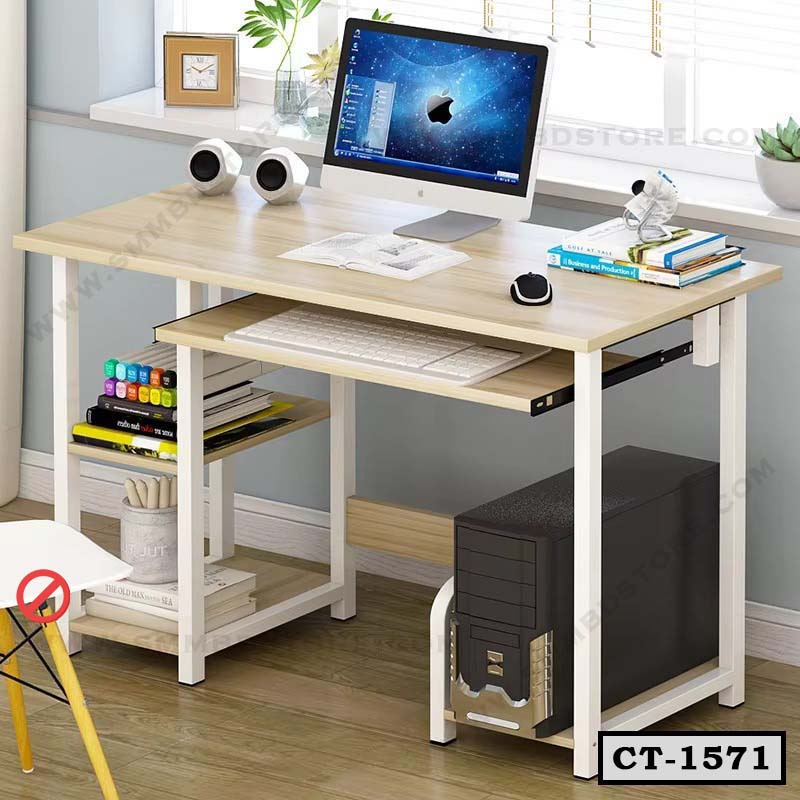 Modern Computer Desk with Keyboard Tray and Shelf | CT-1571