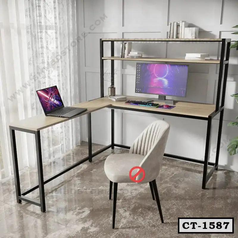 Corner L-Shaped Study Table With Open Storage CT-1587 Secondary image