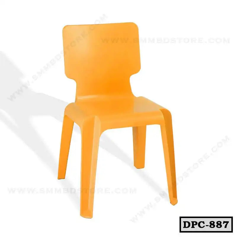 Modern orange plastic chair with wide seat and sturdy legs, suitable for home or office