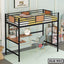 Twin Metal Loft Bed Frame with Desk and Shelf DLB-903