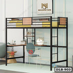 Twin Metal Loft Bed Frame with Desk and Shelf DLB-903