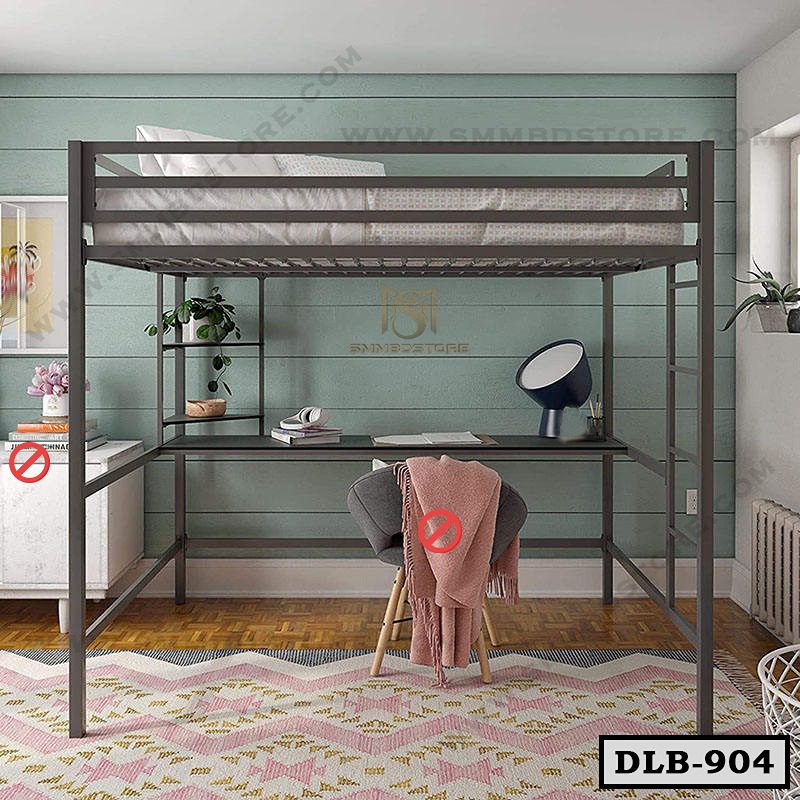 Space Saving Metal Loft Bed With Desk and Shelf DLB-904