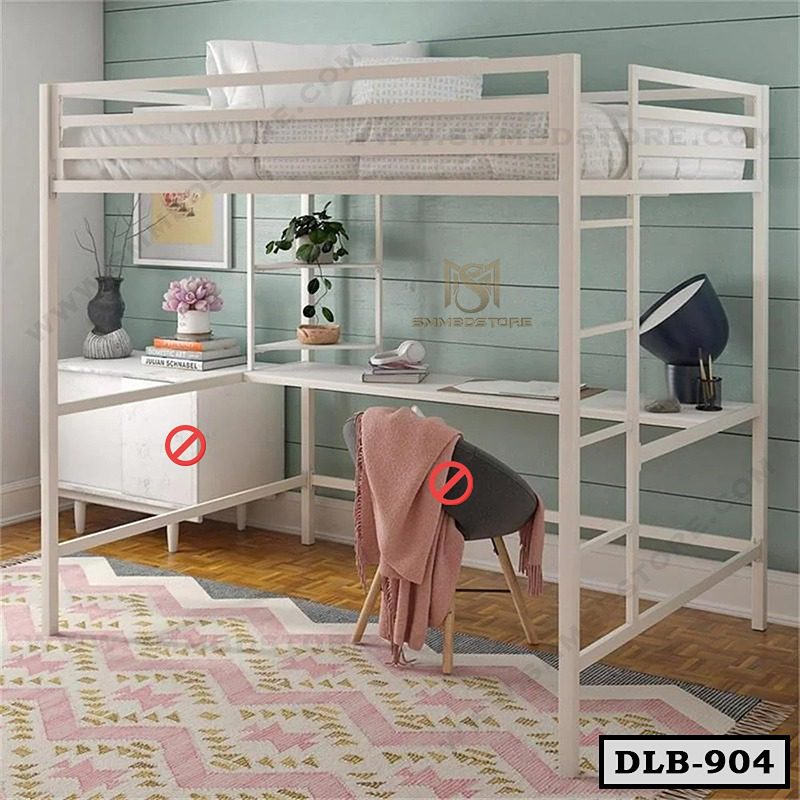 Space Saving Metal Loft Bed With Desk and Shelf DLB-904