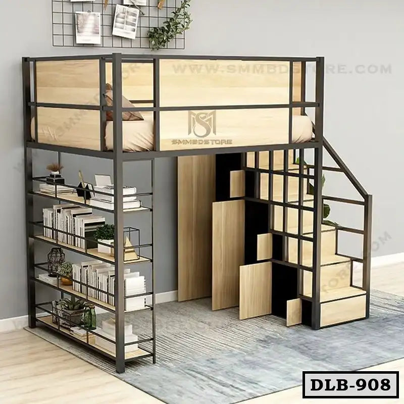Apartment Loft Bed With Bookshelf-DLB-908 Secondary image