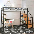 Metal Loft Bunk Bed With Study Table-DLB-914