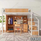 Modern Loft Bunk Bed With Desk, Wardrobe and Storage Drawer DLB-916