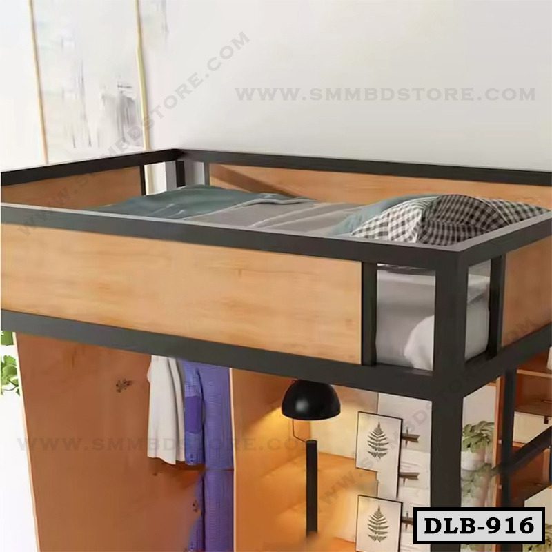 Modern Loft Bunk Bed With Desk, Wardrobe and Storage Drawer DLB-916