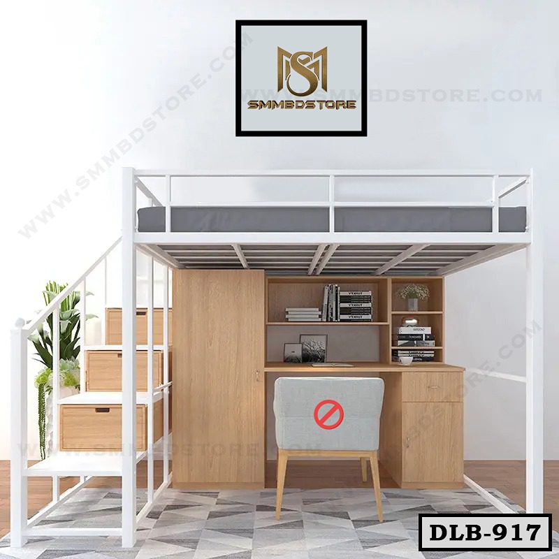 Best Apartment Loft Bunk Bed With Desk, Almirah and Storage Drawer DLB-917