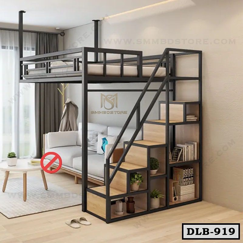 Multifunctional Iron Wall Hanging Bed With Storage Cabinet Ladder DLB-919