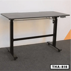 Modern electric folding desk with adjustable height, black frame, and control panel
