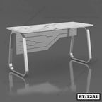 Modern executive table with sleek metal legs and marble top, ideal for office furniture