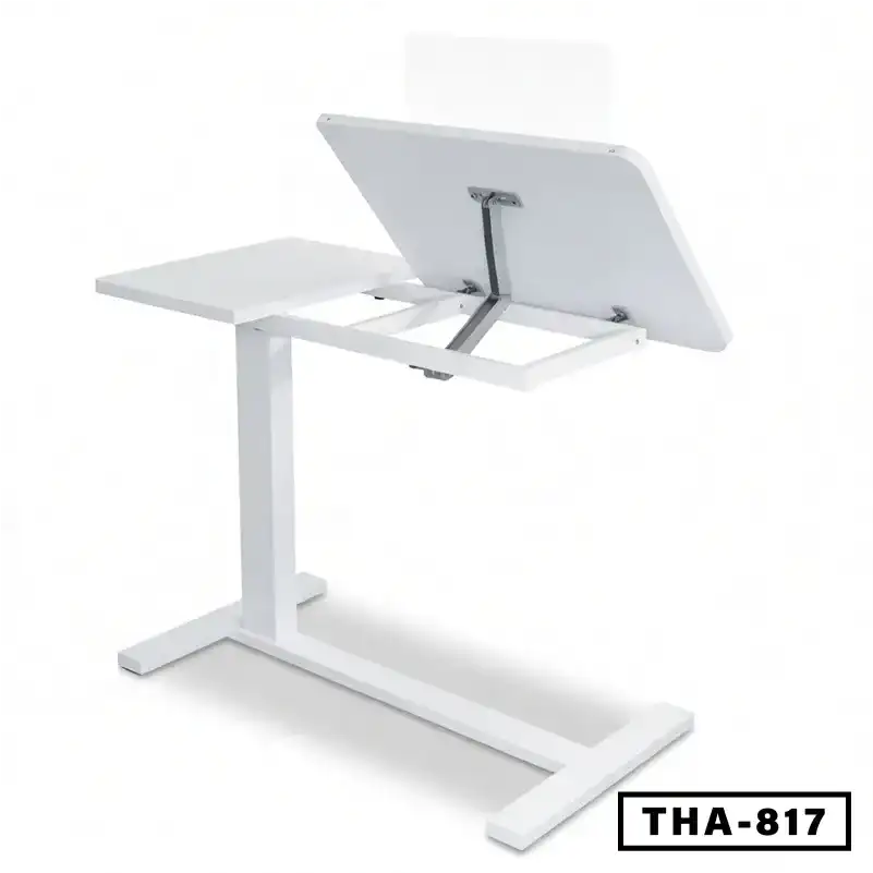 White folding laptop desk with adjustable tilt top for home or office workspace