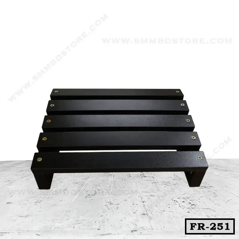 Black wooden office footrest with slatted design on a light surface, model FR-251 Main image