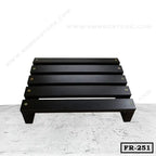 Black wooden office footrest with slatted design on a light surface, model FR-251