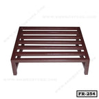 Brown metal foot rest with slatted design for home or office furniture, model FR-254