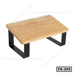 Wooden foot rest with black metal legs for office or home ergonomic support
