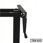 Hand crank height adjustable desk frame in black, close-up of adjustment handle